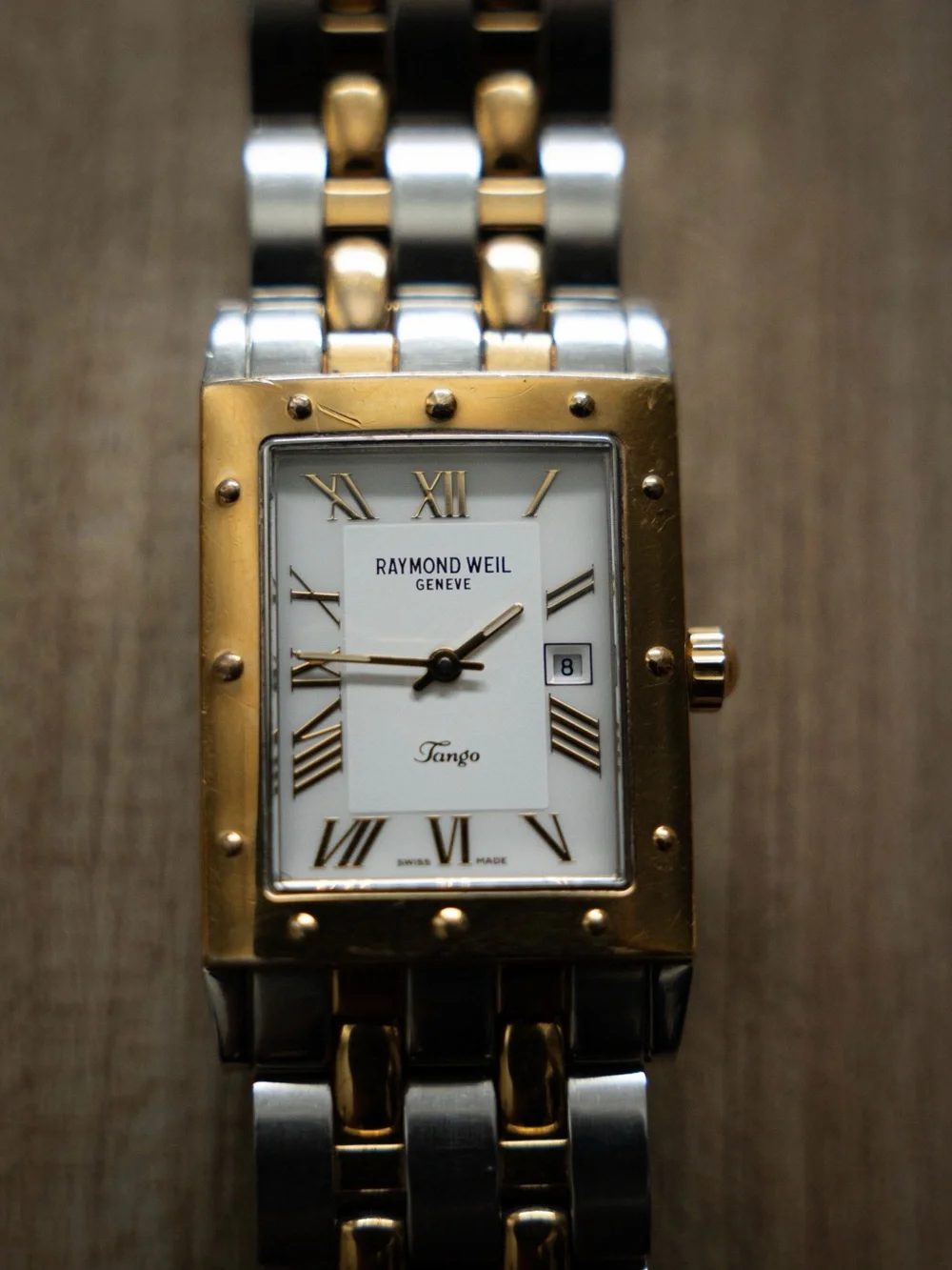Raymond Weil Two-Tone Gold and Silver Rectangular Men's Watch